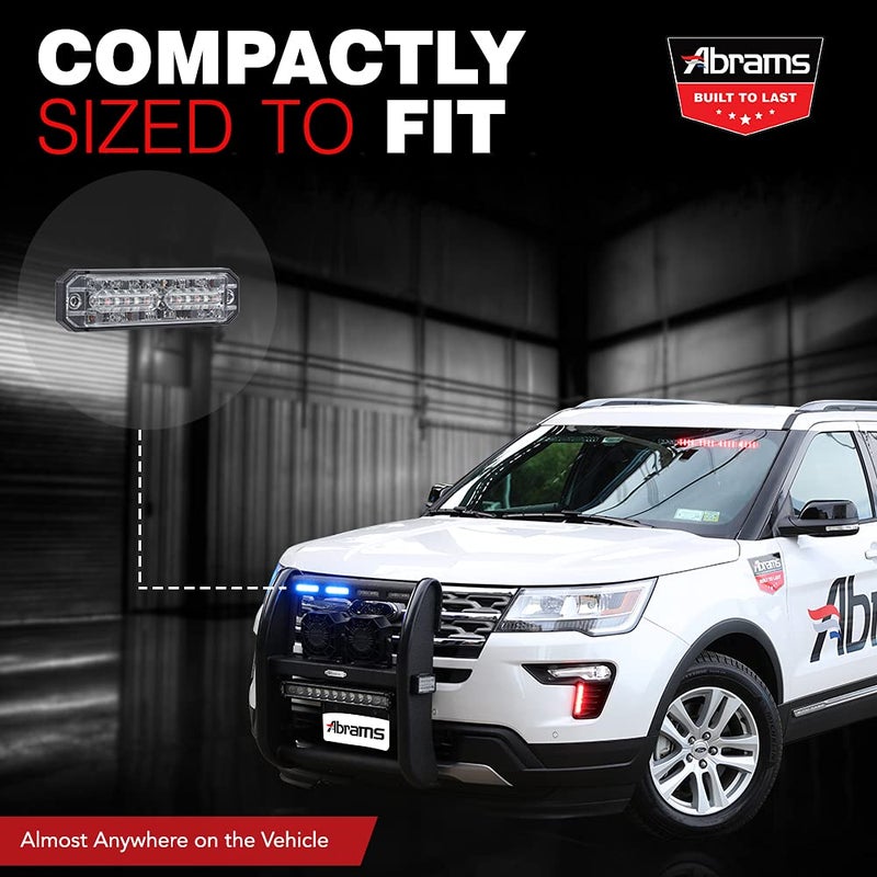 Abrams Ultra Series [Amber/White] 36W - 12 LED [SAE Class-1] Snow Plow Truck Vehicle [Dual Color] LED Grille Light Head Surface Mount Strobe Warning Light [69+ Patterns] - Image 3